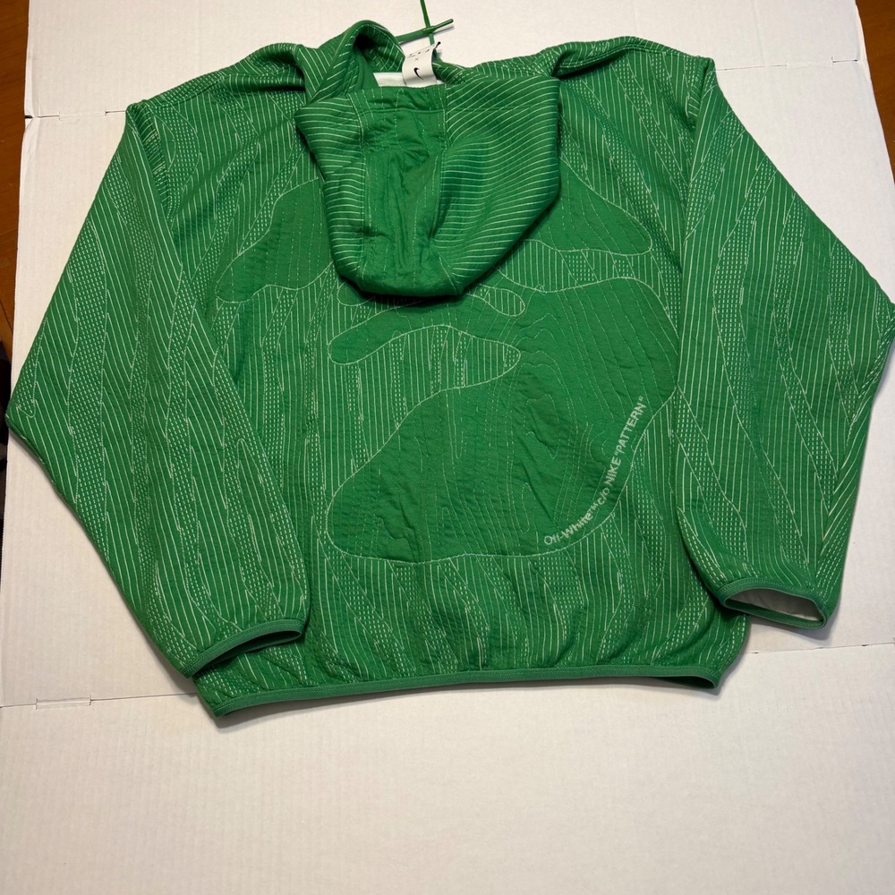 Nike x Off-White Engineered Hoodie Green White Striped Pullover Mens Medium RARE - Picture 2 of 9